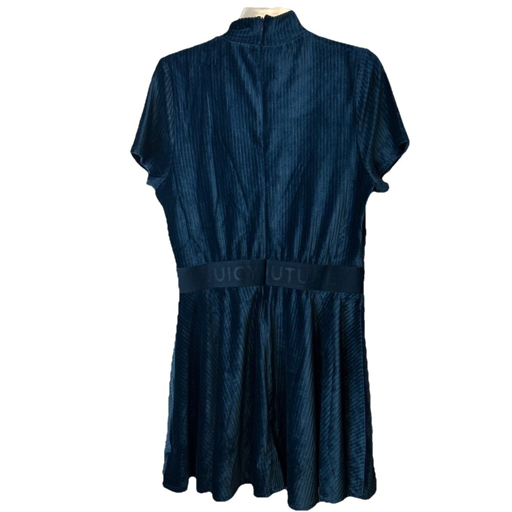 Juicy Couture Women’s Size Large Velvet Dress Y2K defined waist dark teal - Picture 3 of 8